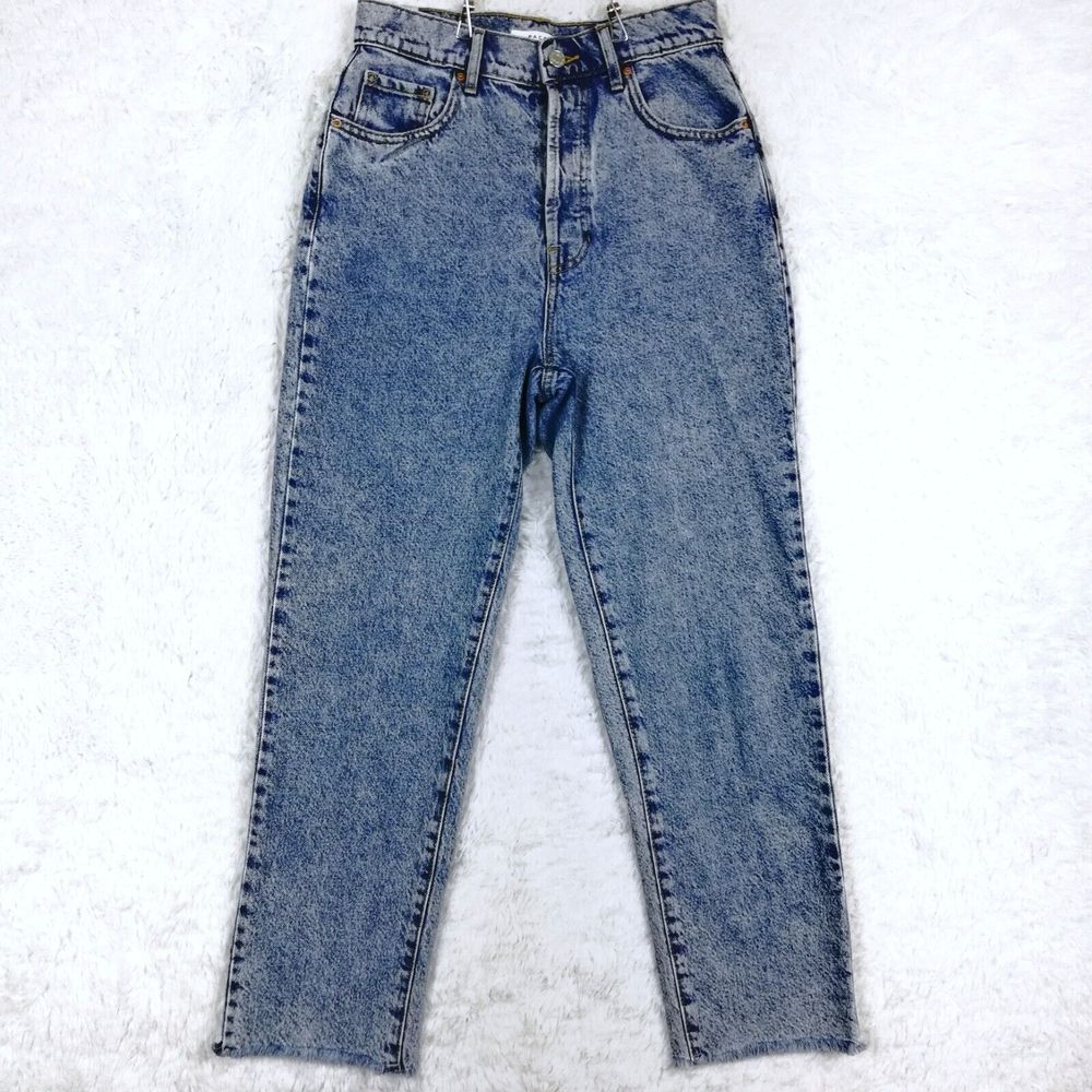 Pacsun Womens Jeans High Rise Straight Denim Blue Raw Hem Button Fly 26